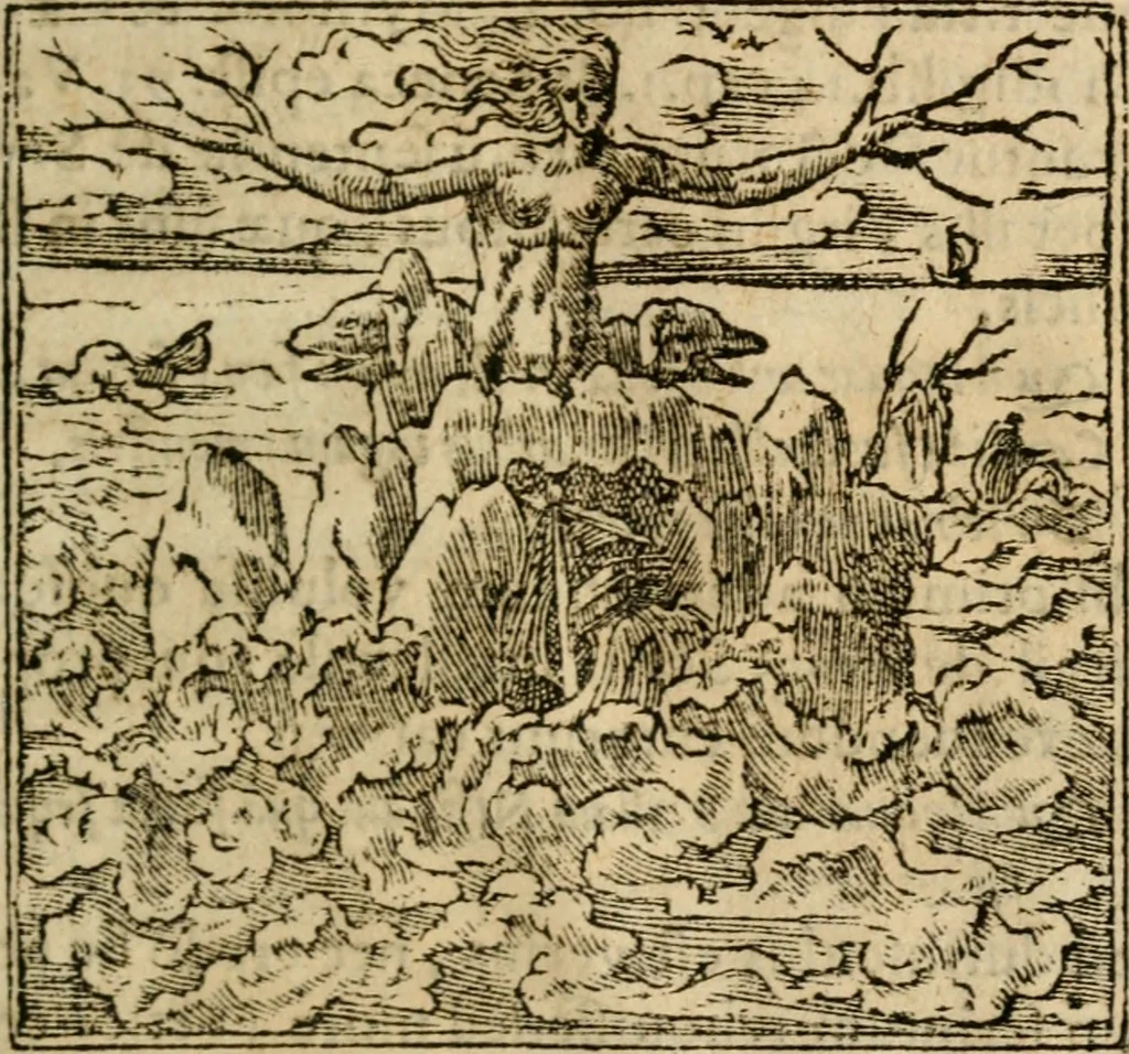 An illustration from Francisci Sanctii Brocensis In inclyta Salmaticensi Academia Rhetoricæ, Graecæque linguæ professoris Comment. in And. Alciati Emblemata : nunc denuò multis in locis accuratè recognita, & quamplurimis figuris illustrata ; cum indice copiosissimo, 1573, leaf 234
