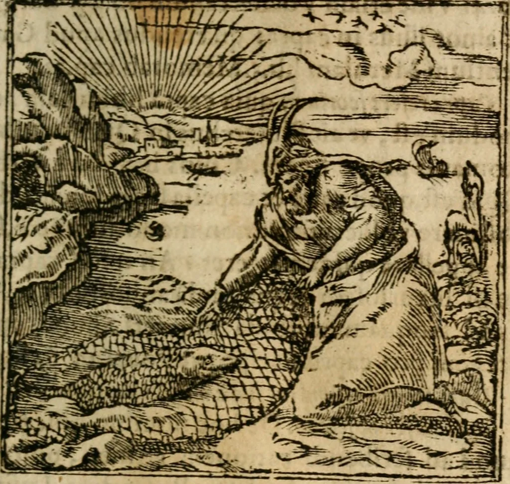 An illustration from Francisci Sanctii Brocensis In inclyta Salmaticensi Academia Rhetoricæ, Graecæque linguæ professoris Comment. in And. Alciati Emblemata : nunc denuò multis in locis accuratè recognita, & quamplurimis figuris illustrata ; cum indice copiosissimo, 1573, leaf 252