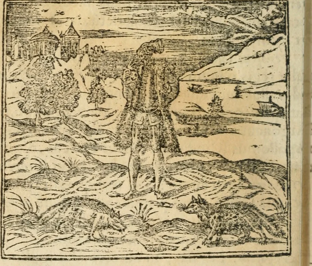 An illustration from Francisci Sanctii Brocensis In inclyta Salmaticensi Academia Rhetoricæ, Graecæque linguæ professoris Comment. in And. Alciati Emblemata : nunc denuò multis in locis accuratè recognita, & quamplurimis figuris illustrata ; cum indice copiosissimo, 1573, leaf 265