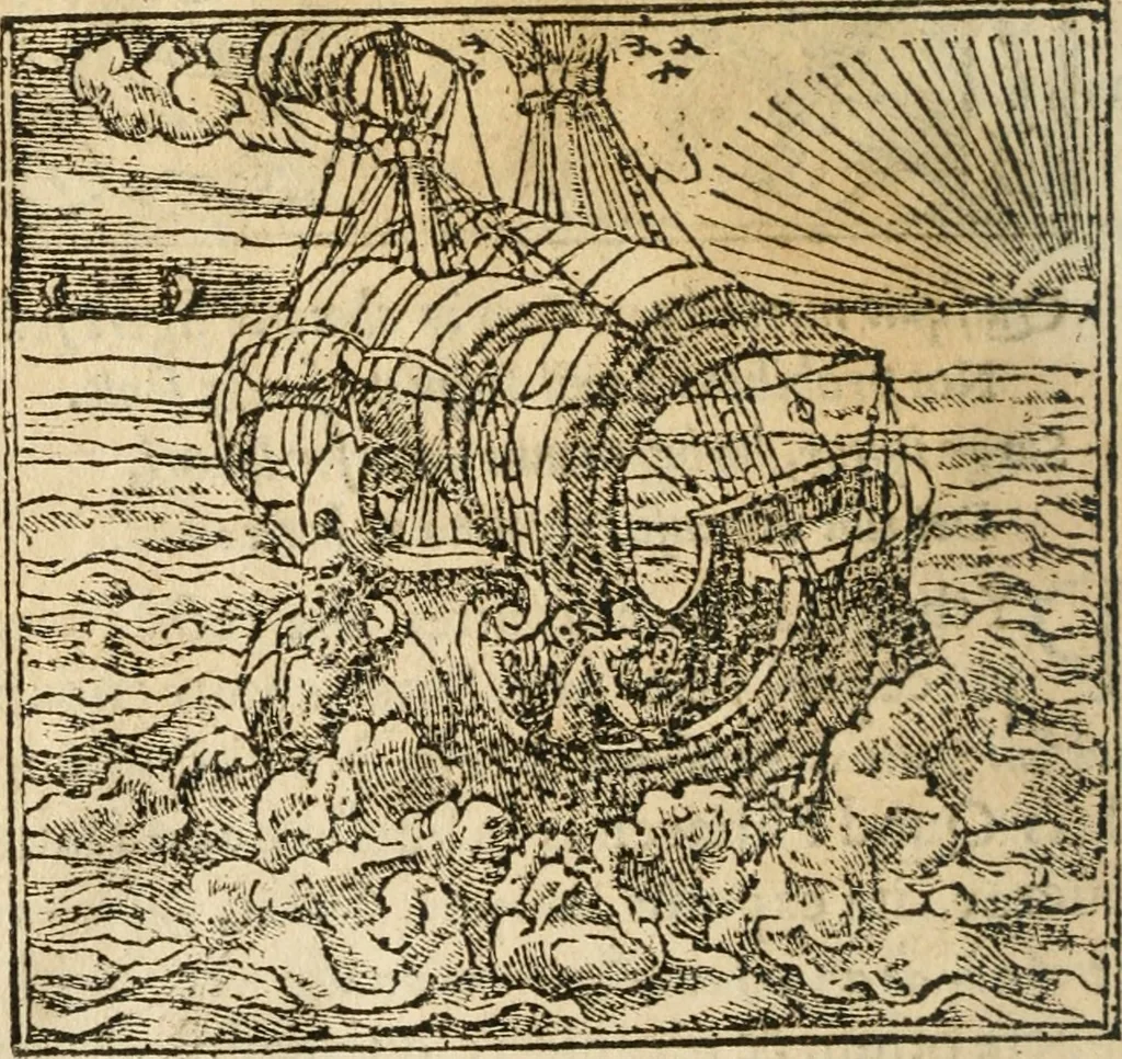 An illustration from Francisci Sanctii Brocensis In inclyta Salmaticensi Academia Rhetoricæ, Graecæque linguæ professoris Comment. in And. Alciati Emblemata : nunc denuò multis in locis accuratè recognita, & quamplurimis figuris illustrata ; cum indice copiosissimo, 1573, leaf 269