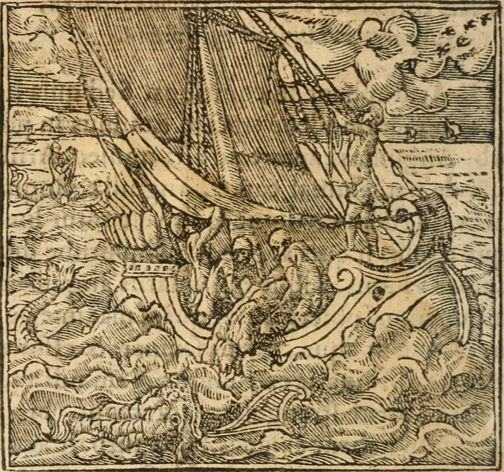 An illustration from Francisci Sanctii Brocensis In inclyta Salmaticensi Academia Rhetoricæ, Graecæque linguæ professoris Comment. in And. Alciati Emblemata : nunc denuò multis in locis accuratè recognita, & quamplurimis figuris illustrata ; cum indice copiosissimo, 1573, leaf 283
