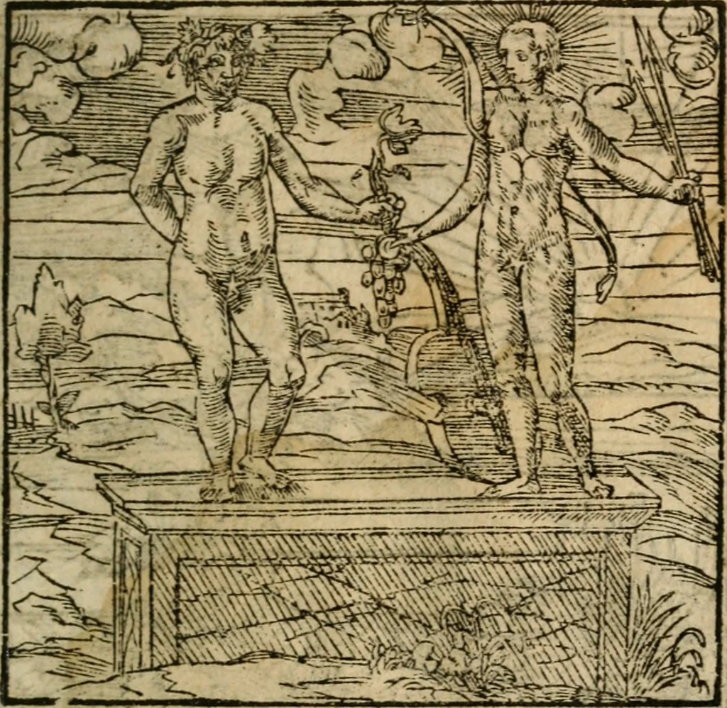 An illustration from Francisci Sanctii Brocensis In inclyta Salmaticensi Academia Rhetoricæ, Graecæque linguæ professoris Comment. in And. Alciati Emblemata : nunc denuò multis in locis accuratè recognita, & quamplurimis figuris illustrata ; cum indice copiosissimo, 1573, leaf 310