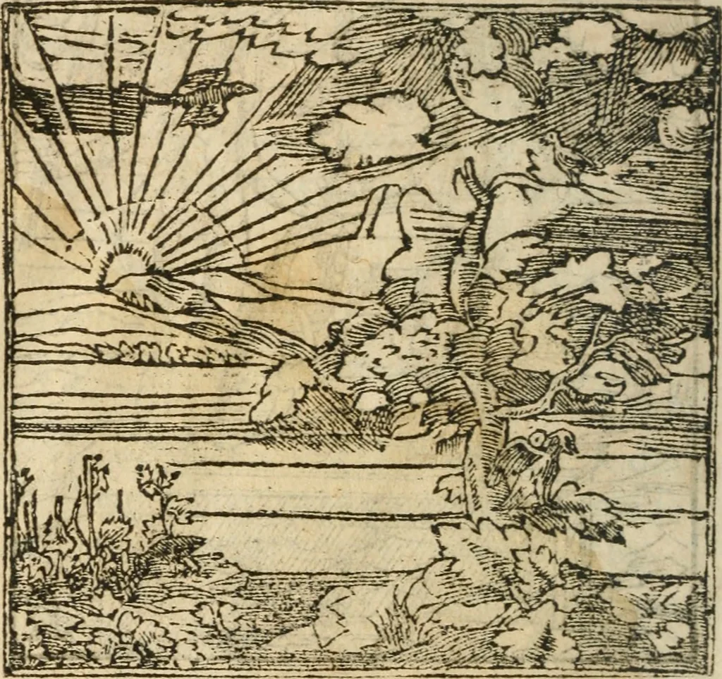 An illustration from Francisci Sanctii Brocensis In inclyta Salmaticensi Academia Rhetoricæ, Graecæque linguæ professoris Comment. in And. Alciati Emblemata : nunc denuò multis in locis accuratè recognita, & quamplurimis figuris illustrata ; cum indice copiosissimo, 1573, leaf 311