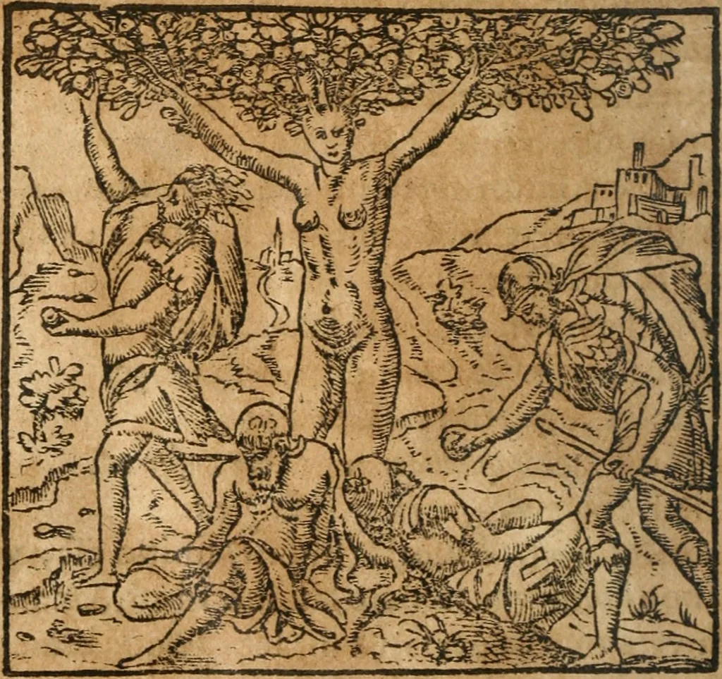 An illustration from Francisci Sanctii Brocensis In inclyta Salmaticensi Academia Rhetoricæ, Graecæque linguæ professoris Comment. in And. Alciati Emblemata : nunc denuò multis in locis accuratè recognita, & quamplurimis figuris illustrata ; cum indice copiosissimo, 1573, leaf 347