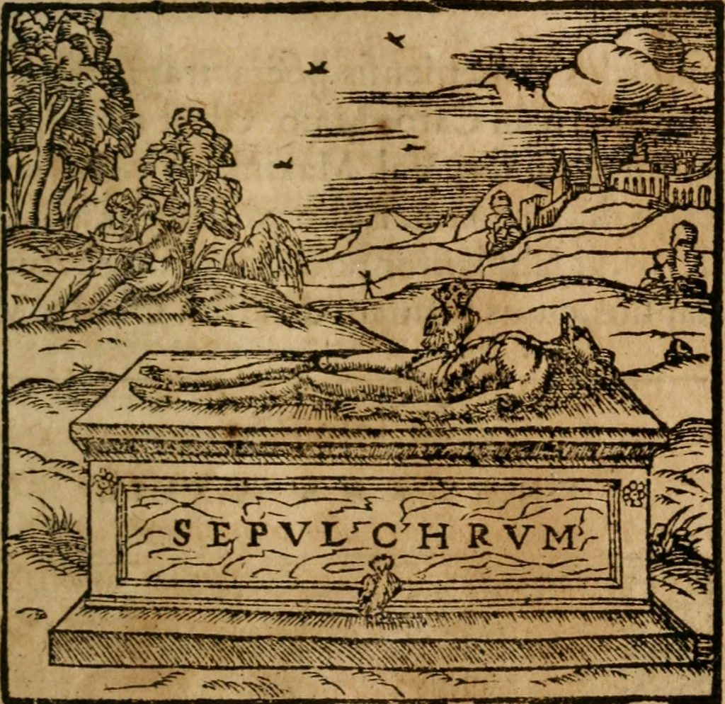 An illustration from Francisci Sanctii Brocensis In inclyta Salmaticensi Academia Rhetoricæ, Graecæque linguæ professoris Comment. in And. Alciati Emblemata : nunc denuò multis in locis accuratè recognita, & quamplurimis figuris illustrata ; cum indice copiosissimo, 1573, leaf 354