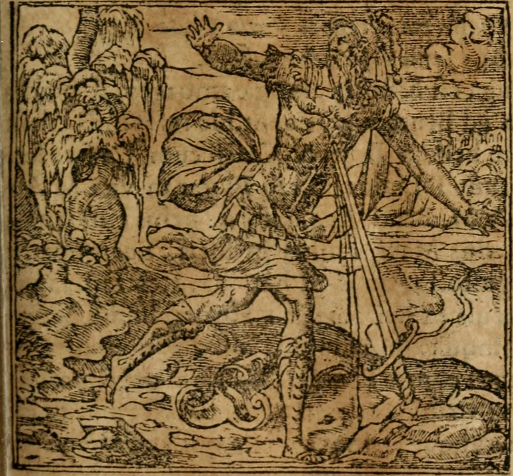 An illustration from Francisci Sanctii Brocensis In inclyta Salmaticensi Academia Rhetoricæ, Graecæque linguæ professoris Comment. in And. Alciati Emblemata : nunc denuò multis in locis accuratè recognita, & quamplurimis figuris illustrata ; cum indice copiosissimo, 1573, leaf 362