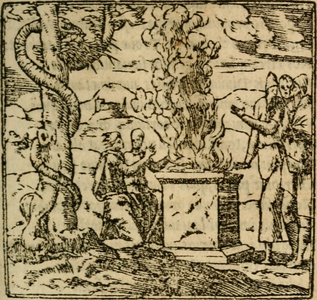 An illustration from Francisci Sanctii Brocensis In inclyta Salmaticensi Academia Rhetoricæ, Graecæque linguæ professoris Comment. in And. Alciati Emblemata : nunc denuò multis in locis accuratè recognita, & quamplurimis figuris illustrata ; cum indice copiosissimo, 1573, leaf 392