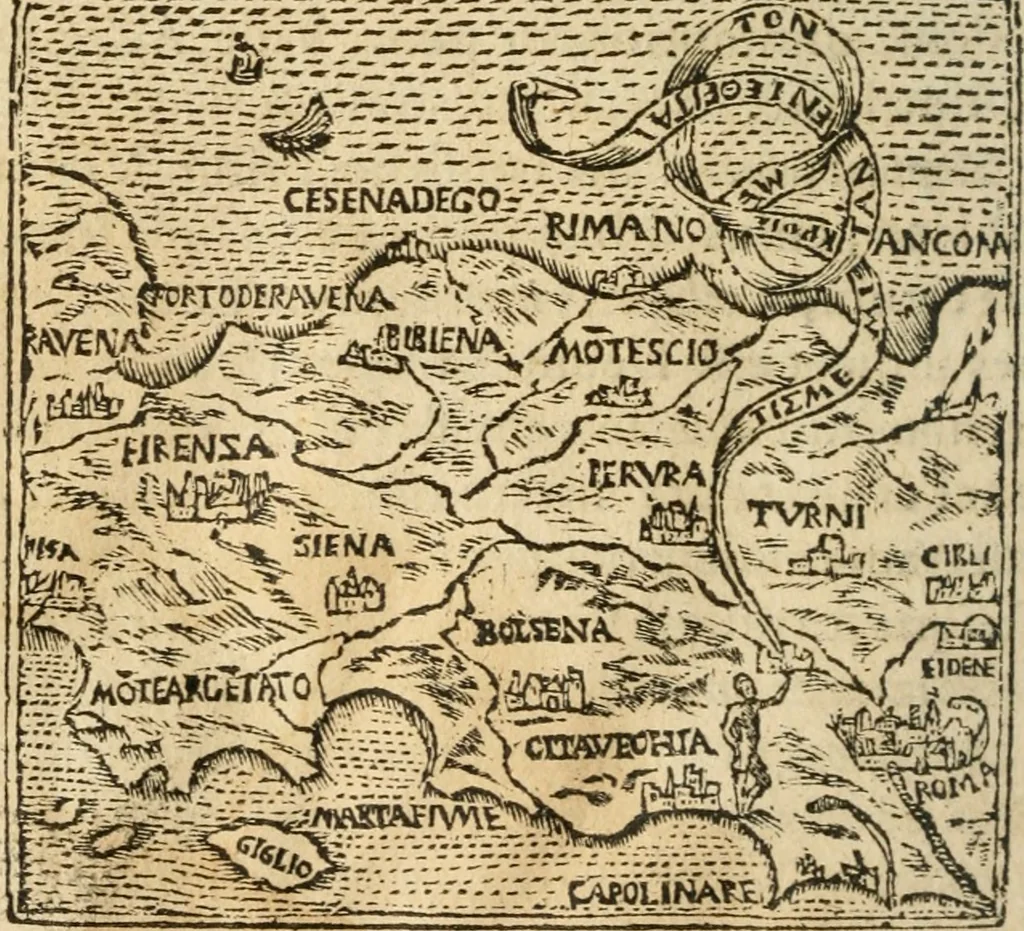 An illustration from Francisci Sanctii Brocensis In inclyta Salmaticensi Academia Rhetoricæ, Graecæque linguæ professoris Comment. in And. Alciati Emblemata : nunc denuò multis in locis accuratè recognita, & quamplurimis figuris illustrata ; cum indice copiosissimo, 1573, leaf 397