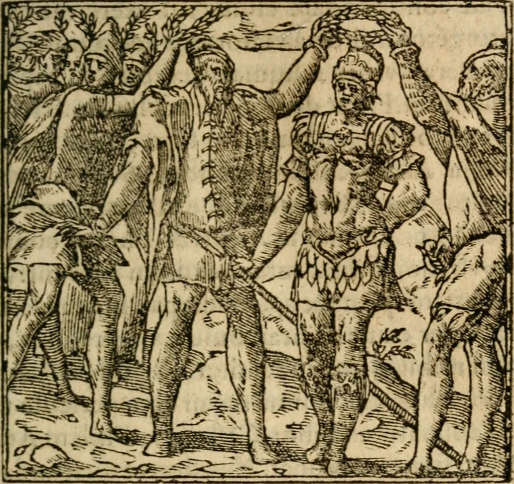An illustration from Francisci Sanctii Brocensis In inclyta Salmaticensi Academia Rhetoricæ, Graecæque linguæ professoris Comment. in And. Alciati Emblemata : nunc denuò multis in locis accuratè recognita, & quamplurimis figuris illustrata ; cum indice copiosissimo, 1573, leaf 400