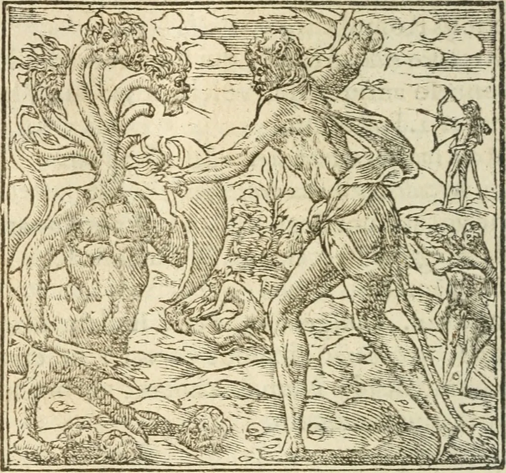 An illustration from Francisci Sanctii Brocensis In inclyta Salmaticensi Academia Rhetoricæ, Graecæque linguæ professoris Comment. in And. Alciati Emblemata : nunc denuò multis in locis accuratè recognita, & quamplurimis figuris illustrata ; cum indice copiosissimo, 1573, leaf 409