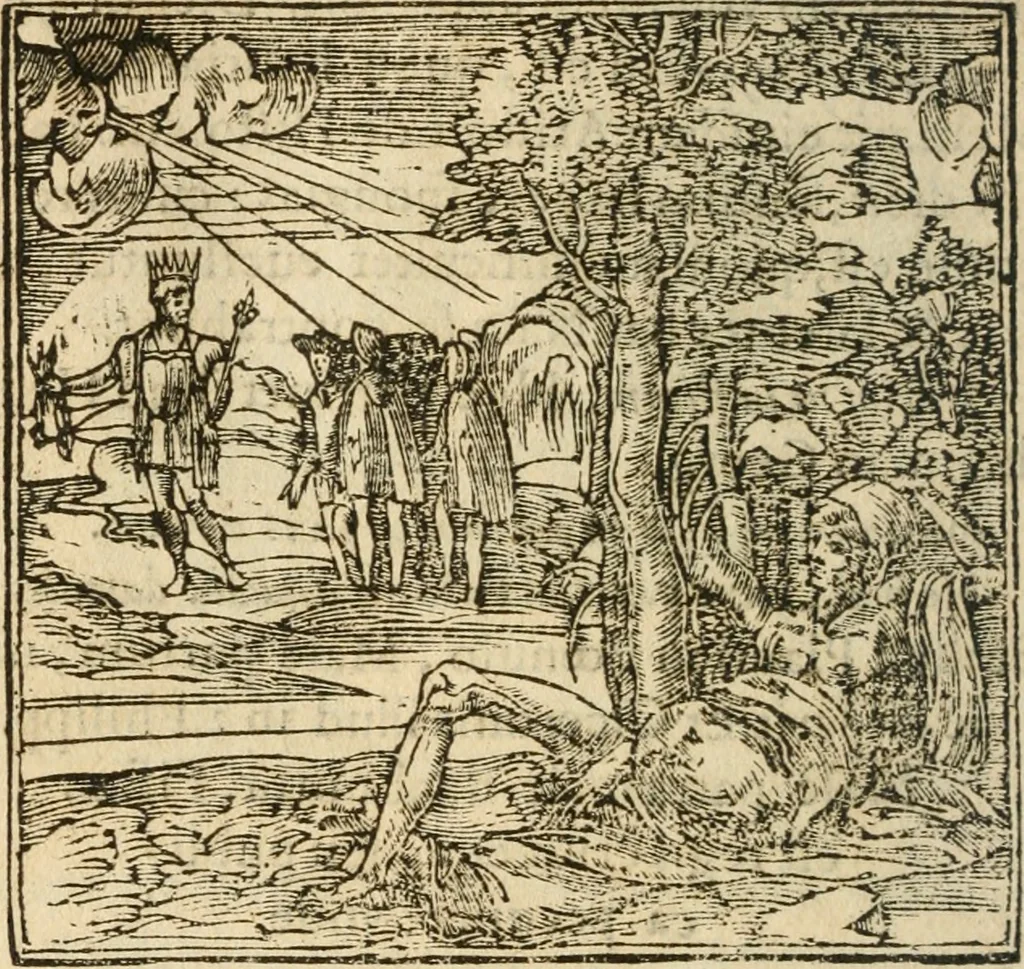 An illustration from Francisci Sanctii Brocensis In inclyta Salmaticensi Academia Rhetoricæ, Graecæque linguæ professoris Comment. in And. Alciati Emblemata : nunc denuò multis in locis accuratè recognita, & quamplurimis figuris illustrata ; cum indice copiosissimo, 1573, leaf 429