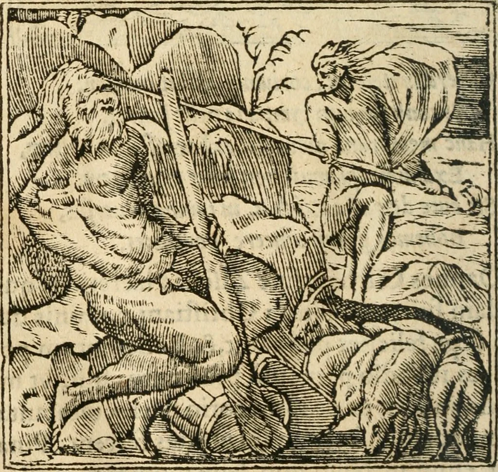 An illustration from Francisci Sanctii Brocensis In inclyta Salmaticensi Academia Rhetoricæ, Graecæque linguæ professoris Comment. in And. Alciati Emblemata : nunc denuò multis in locis accuratè recognita, & quamplurimis figuris illustrata ; cum indice copiosissimo, 1573, leaf 481