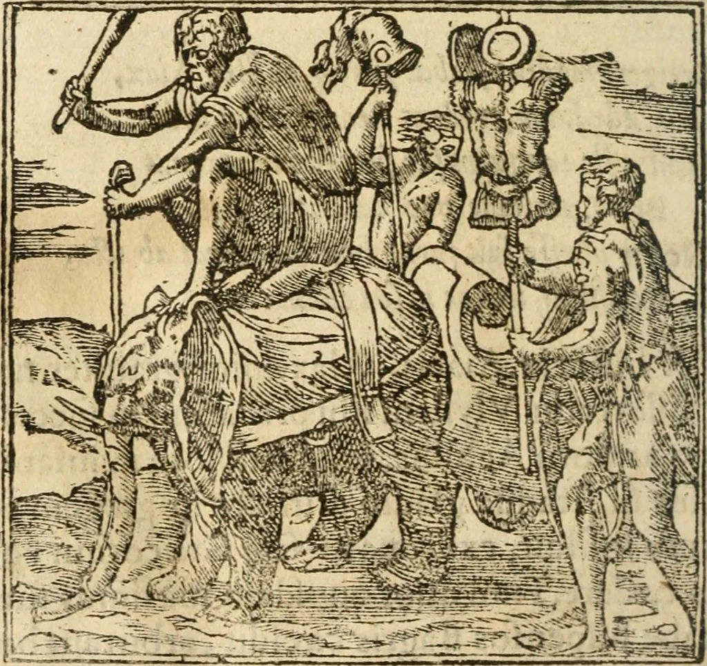 An illustration from Francisci Sanctii Brocensis In inclyta Salmaticensi Academia Rhetoricæ, Graecæque linguæ professoris Comment. in And. Alciati Emblemata : nunc denuò multis in locis accuratè recognita, & quamplurimis figuris illustrata ; cum indice copiosissimo, 1573, leaf 489