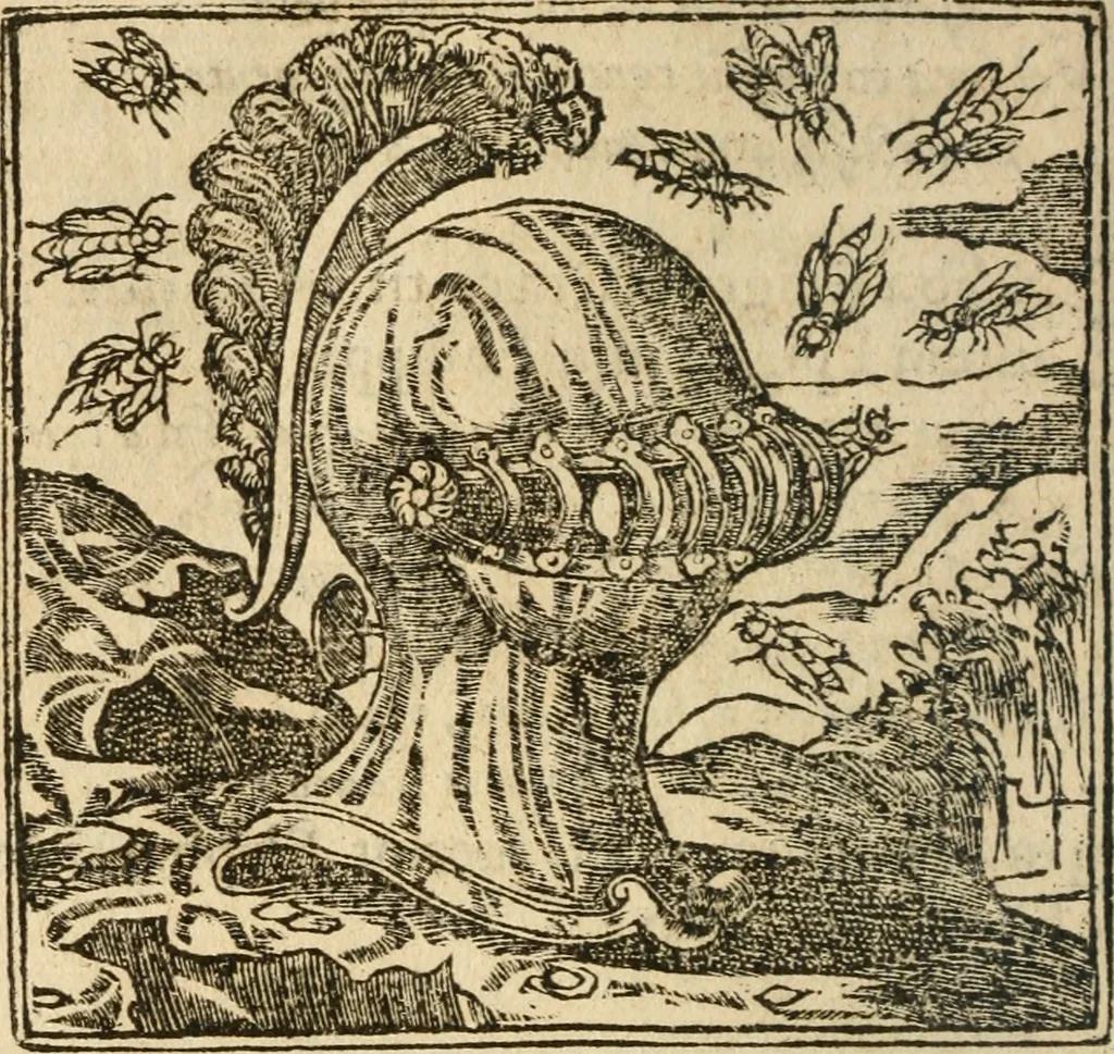 An illustration from Francisci Sanctii Brocensis In inclyta Salmaticensi Academia Rhetoricæ, Graecæque linguæ professoris Comment. in And. Alciati Emblemata : nunc denuò multis in locis accuratè recognita, & quamplurimis figuris illustrata ; cum indice copiosissimo, 1573, leaf 491