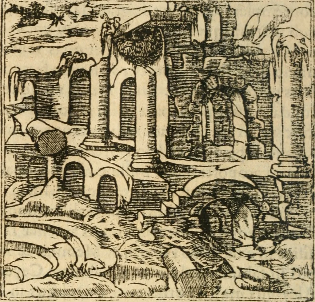 An illustration from Francisci Sanctii Brocensis In inclyta Salmaticensi Academia Rhetoricæ, Graecæque linguæ professoris Comment. in And. Alciati Emblemata : nunc denuò multis in locis accuratè recognita, & quamplurimis figuris illustrata ; cum indice copiosissimo, 1573, leaf 495