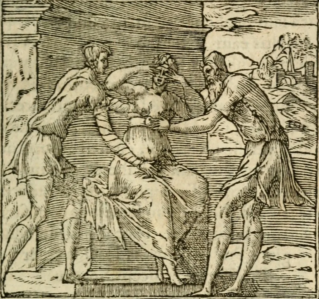 An illustration from Francisci Sanctii Brocensis In inclyta Salmaticensi Academia Rhetoricæ, Graecæque linguæ professoris Comment. in And. Alciati Emblemata : nunc denuò multis in locis accuratè recognita, & quamplurimis figuris illustrata ; cum indice copiosissimo, 1573, leaf 542