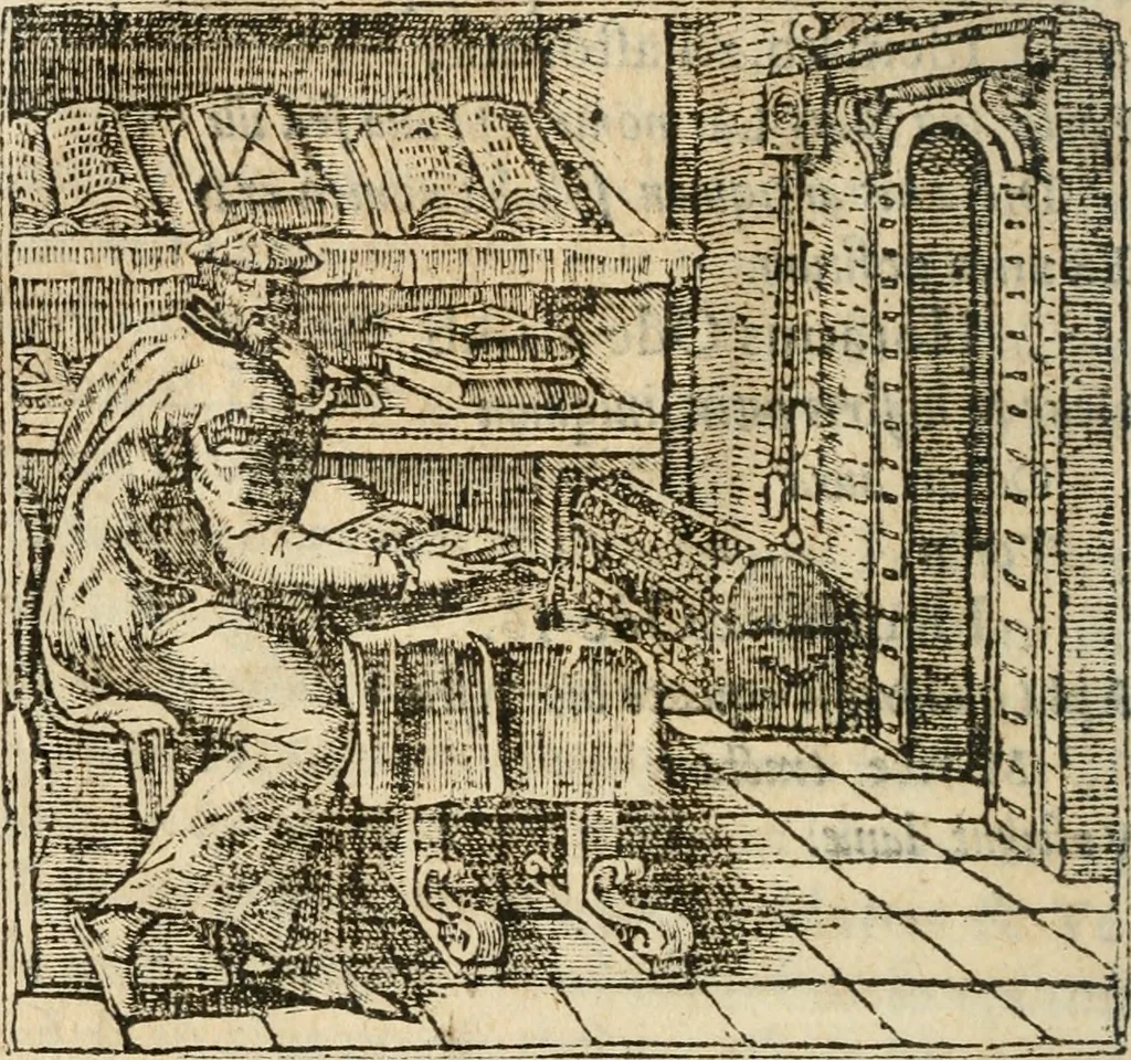An illustration from Francisci Sanctii Brocensis In inclyta Salmaticensi Academia Rhetoricæ, Graecæque linguæ professoris Comment. in And. Alciati Emblemata : nunc denuò multis in locis accuratè recognita, & quamplurimis figuris illustrata ; cum indice copiosissimo, 1573, leaf 61