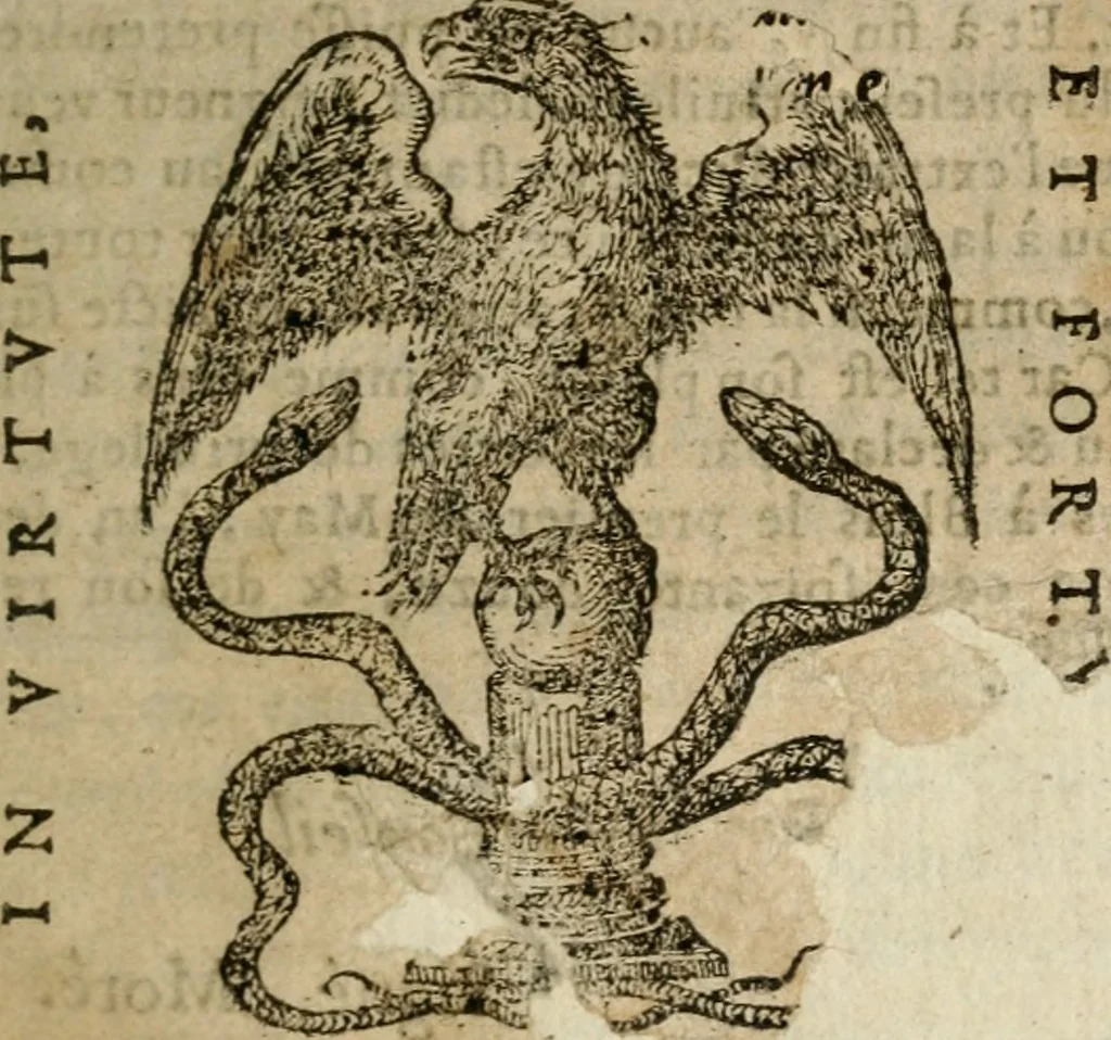 An illustration from Francisci Sanctii Brocensis In inclyta Salmaticensi Academia Rhetoricæ, Graecæque linguæ professoris Comment. in And. Alciati Emblemata : nunc denuò multis in locis accuratè recognita, & quamplurimis figuris illustrata ; cum indice copiosissimo, 1573, leaf 8