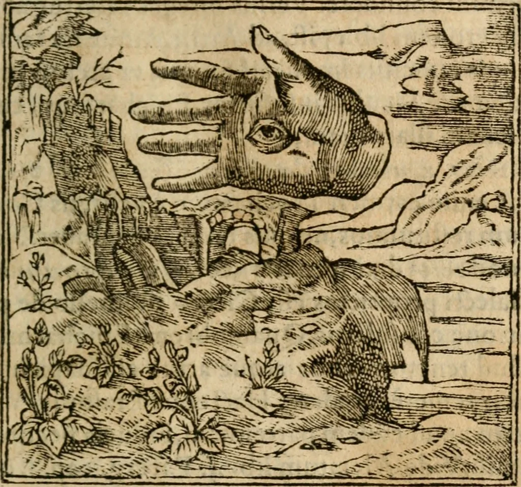 An illustration from Francisci Sanctii Brocensis In inclyta Salmaticensi Academia Rhetoricæ, Graecæque linguæ professoris Comment. in And. Alciati Emblemata : nunc denuò multis in locis accuratè recognita, & quamplurimis figuris illustrata ; cum indice copiosissimo, 1573, leaf 84