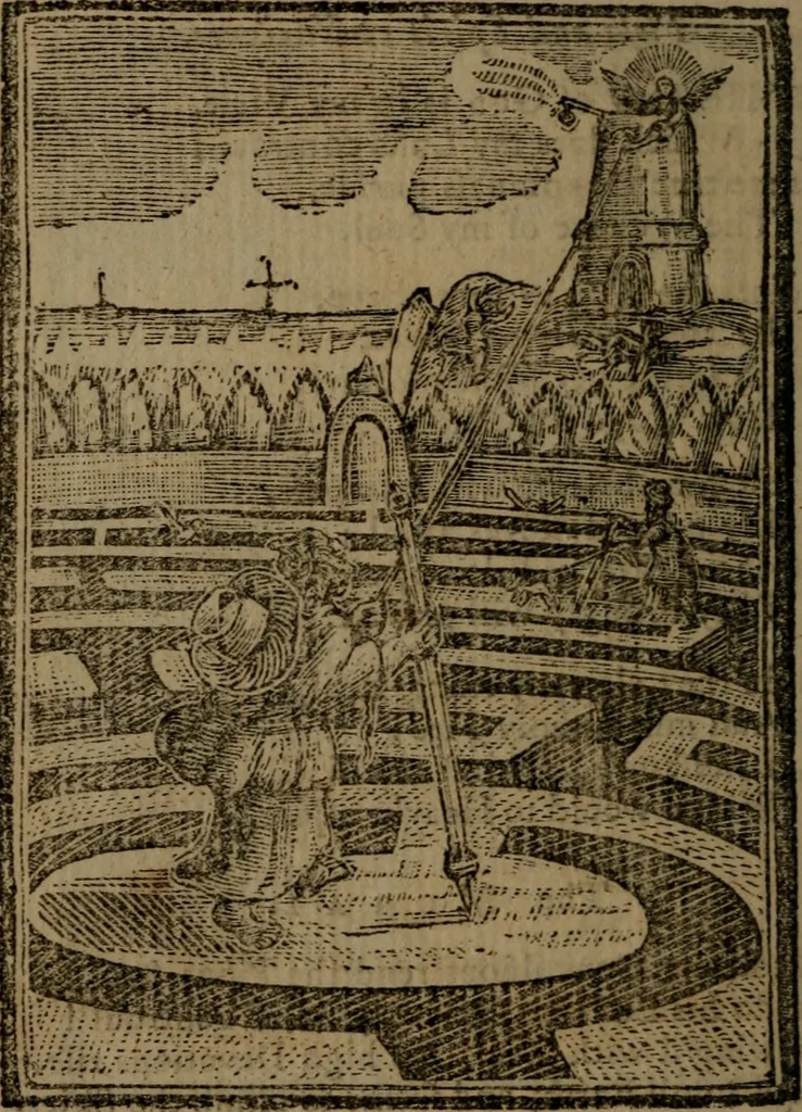 An illustration from Francis Quarles' Emblems and : Hieroglyphics of the life of man, modernized : in four books, 1773, leaf 103