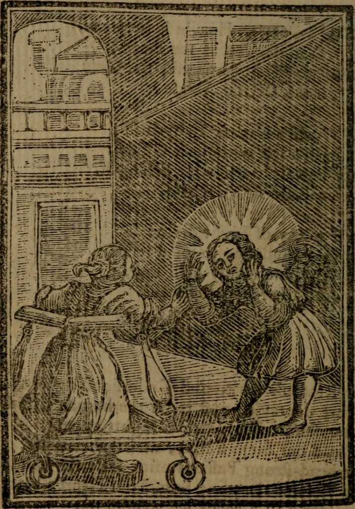 An illustration from Francis Quarles' Emblems and : Hieroglyphics of the life of man, modernized : in four books, 1773, leaf 105