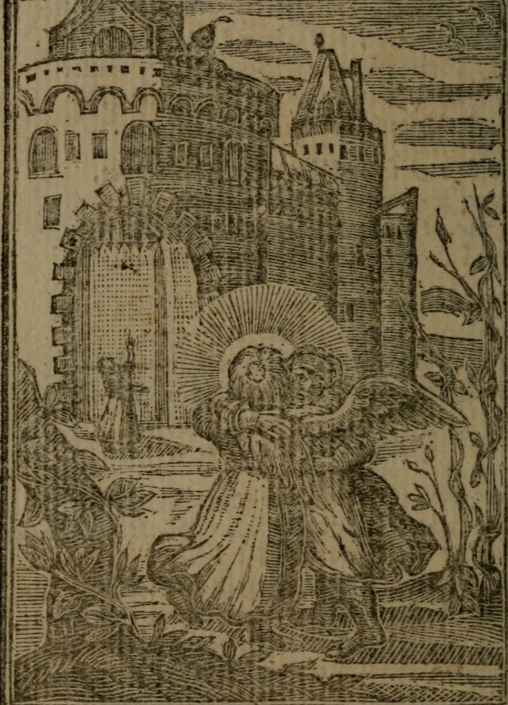 An illustration from Francis Quarles' Emblems and : Hieroglyphics of the life of man, modernized : in four books, 1773, leaf 123