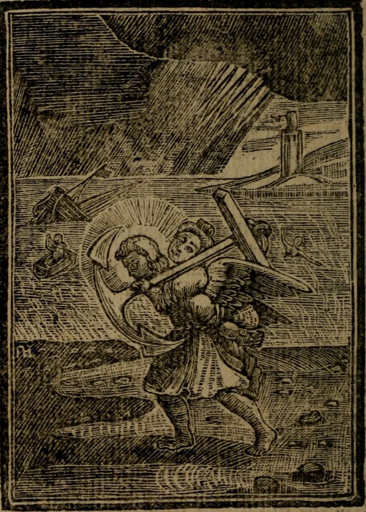 An illustration from Francis Quarles' Emblems and : Hieroglyphics of the life of man, modernized : in four books, 1773, leaf 125