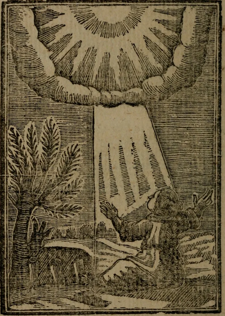 An illustration from Francis Quarles' Emblems and : Hieroglyphics of the life of man, modernized : in four books, 1773, leaf 157