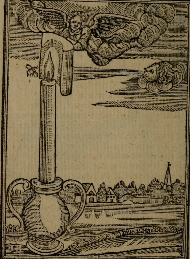 An illustration from Francis Quarles' Emblems and : Hieroglyphics of the life of man, modernized : in four books, 1773, leaf 173