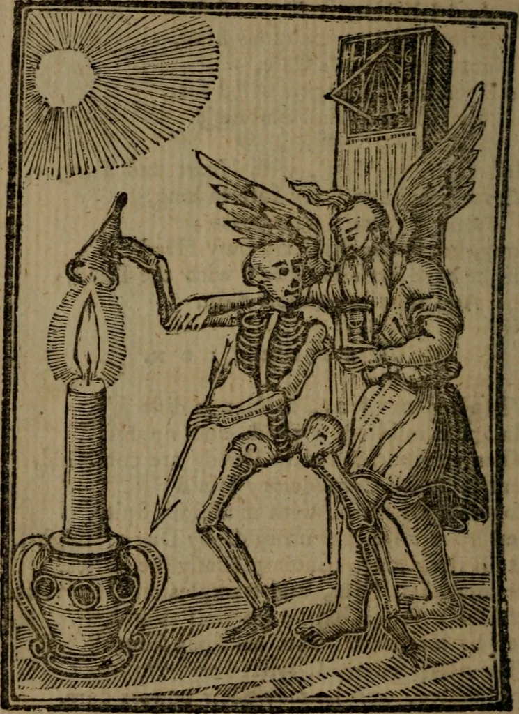 An illustration from Francis Quarles' Emblems and : Hieroglyphics of the life of man, modernized : in four books, 1773, leaf 175