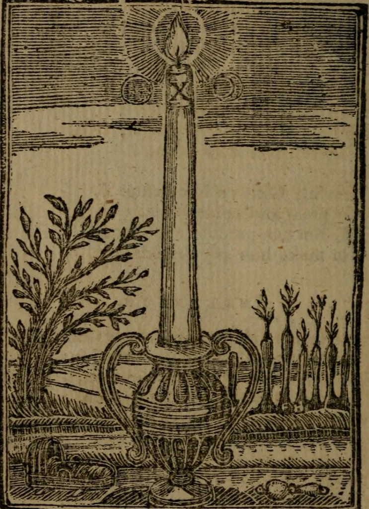 An illustration from Francis Quarles' Emblems and : Hieroglyphics of the life of man, modernized : in four books, 1773, leaf 181