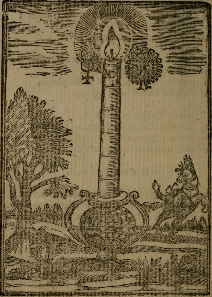 An illustration from Francis Quarles' Emblems and : Hieroglyphics of the life of man, modernized : in four books, 1773, leaf 183
