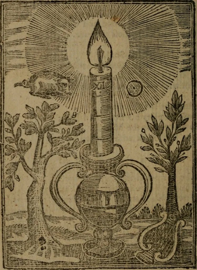 An illustration from Francis Quarles' Emblems and : Hieroglyphics of the life of man, modernized : in four books, 1773, leaf 187