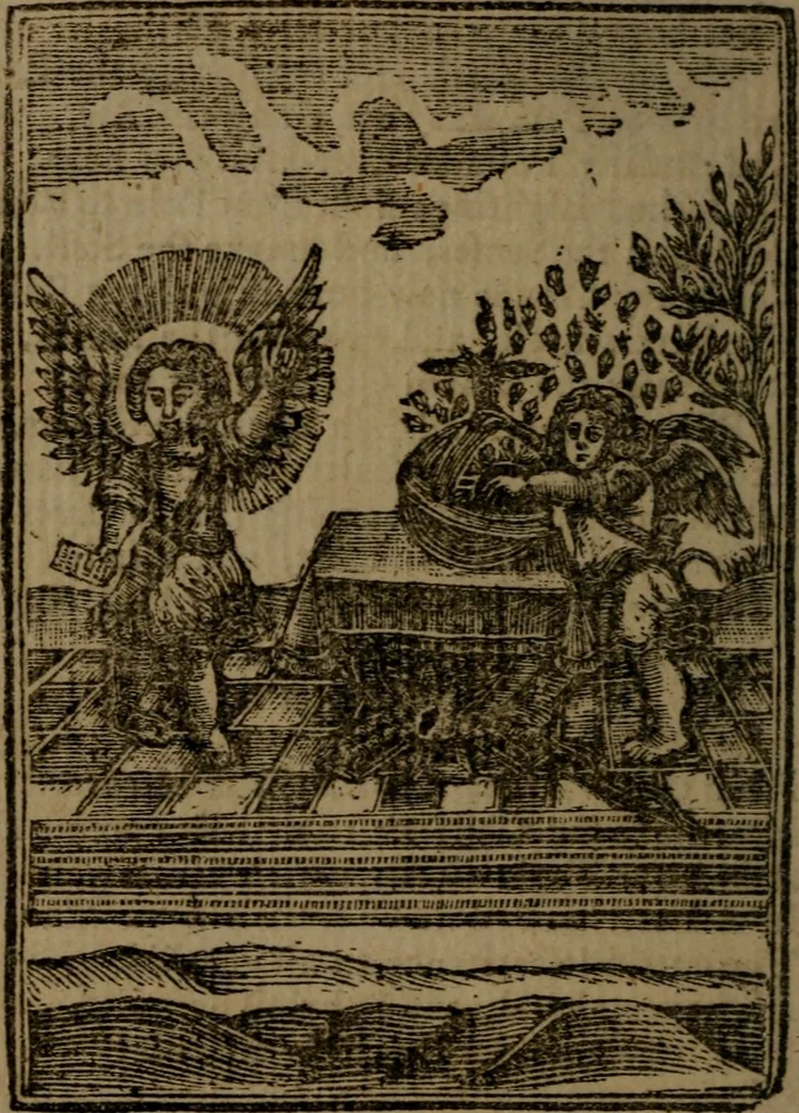An illustration from Francis Quarles' Emblems and : Hieroglyphics of the life of man, modernized : in four books, 1773, leaf 19