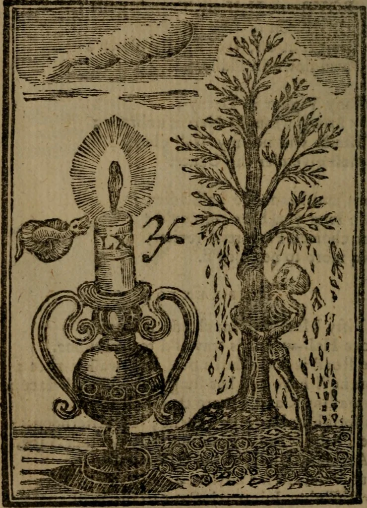 An illustration from Francis Quarles' Emblems and : Hieroglyphics of the life of man, modernized : in four books, 1773, leaf 191