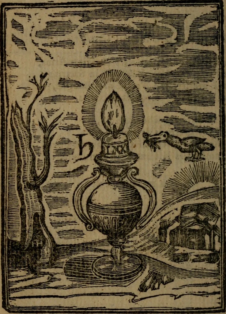 An illustration from Francis Quarles' Emblems and : Hieroglyphics of the life of man, modernized : in four books, 1773, leaf 193