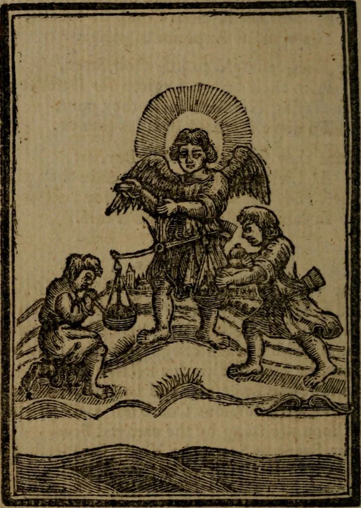 An illustration from Francis Quarles' Emblems and : Hieroglyphics of the life of man, modernized : in four books, 1773, leaf 21
