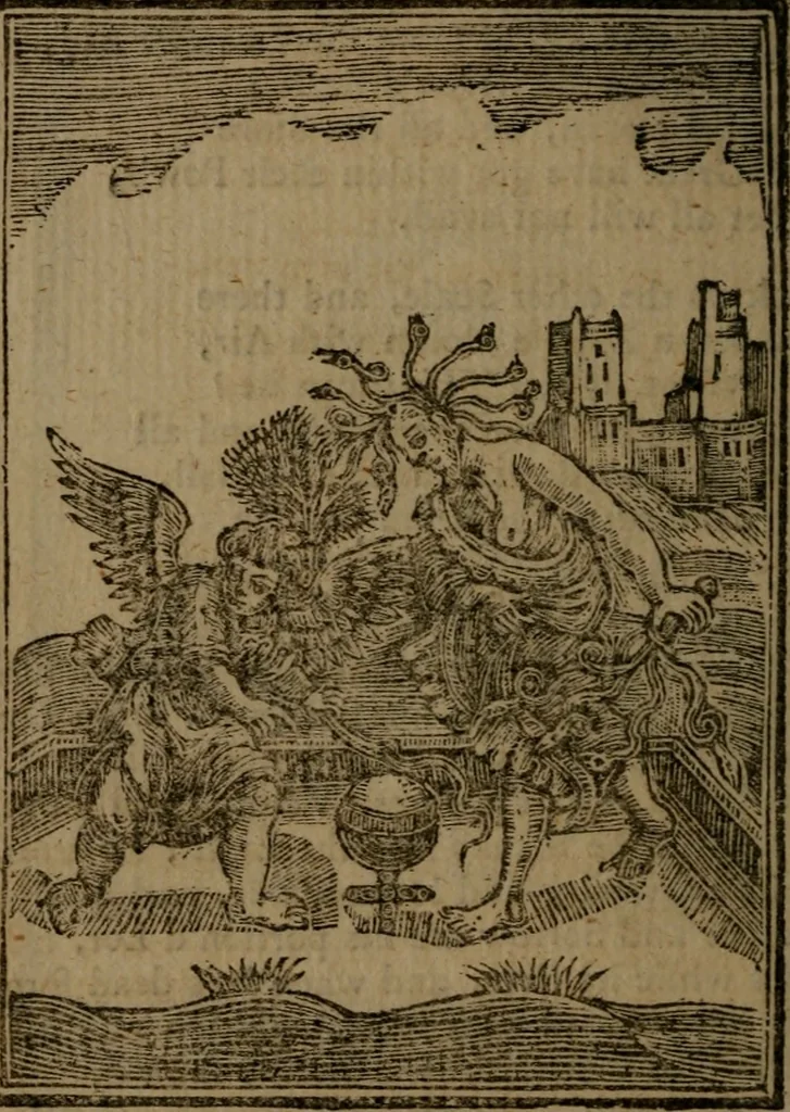 An illustration from Francis Quarles' Emblems and : Hieroglyphics of the life of man, modernized : in four books, 1773, leaf 23