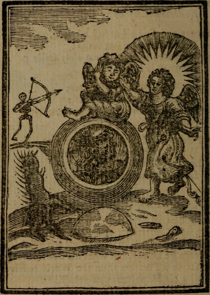 An illustration from Francis Quarles' Emblems and : Hieroglyphics of the life of man, modernized : in four books, 1773, leaf 27