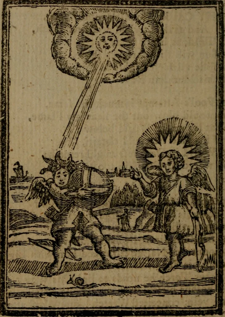 An illustration from Francis Quarles' Emblems and : Hieroglyphics of the life of man, modernized : in four books, 1773, leaf 45