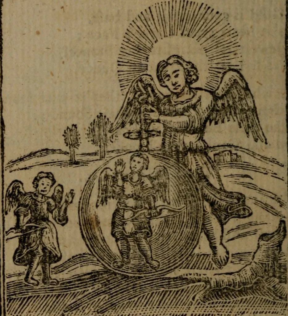 An illustration from Francis Quarles' Emblems and : Hieroglyphics of the life of man, modernized : in four books, 1773, leaf 53