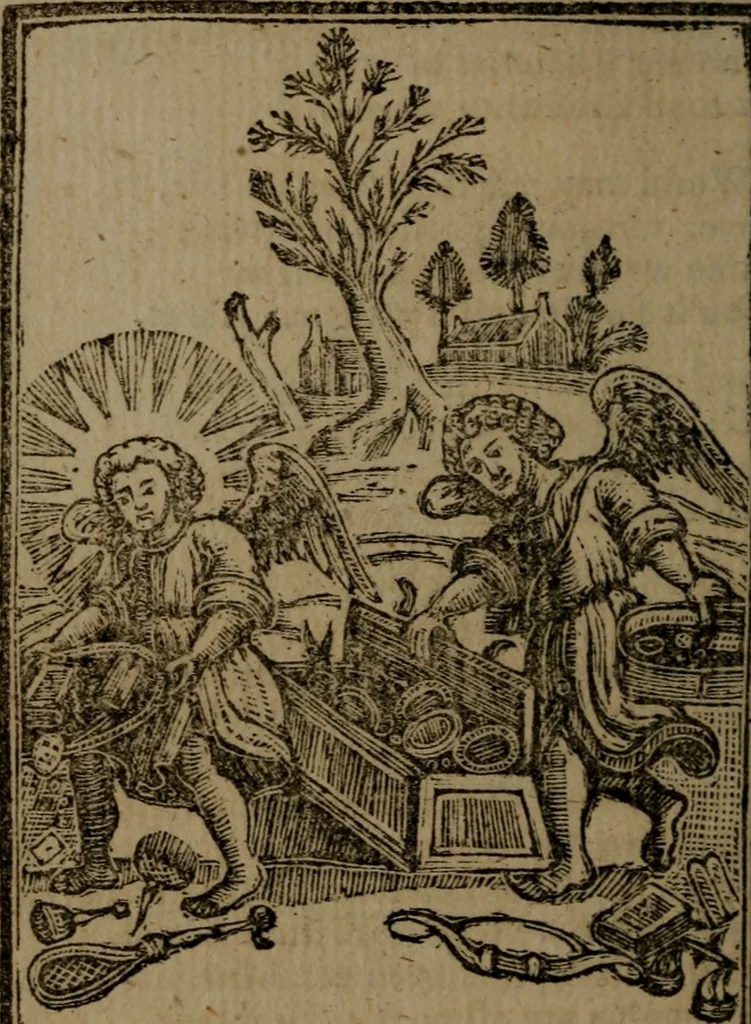 An illustration from Francis Quarles' Emblems and : Hieroglyphics of the life of man, modernized : in four books, 1773, leaf 55