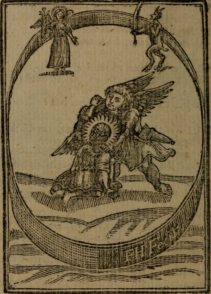 An illustration from Francis Quarles' Emblems and : Hieroglyphics of the life of man, modernized : in four books, 1773, leaf 67
