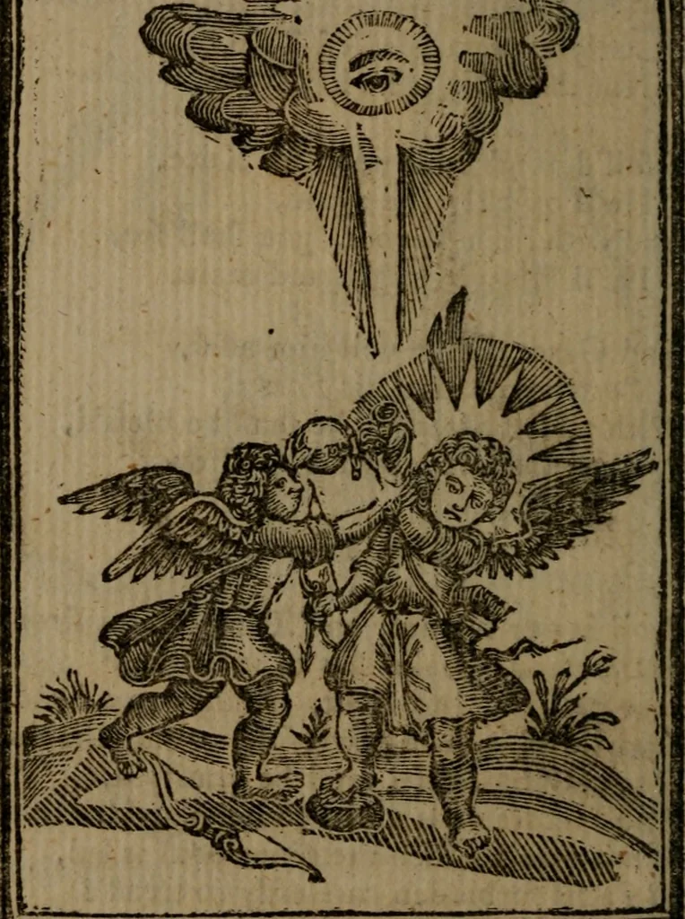 An illustration from Francis Quarles' Emblems and : Hieroglyphics of the life of man, modernized : in four books, 1773, leaf 69