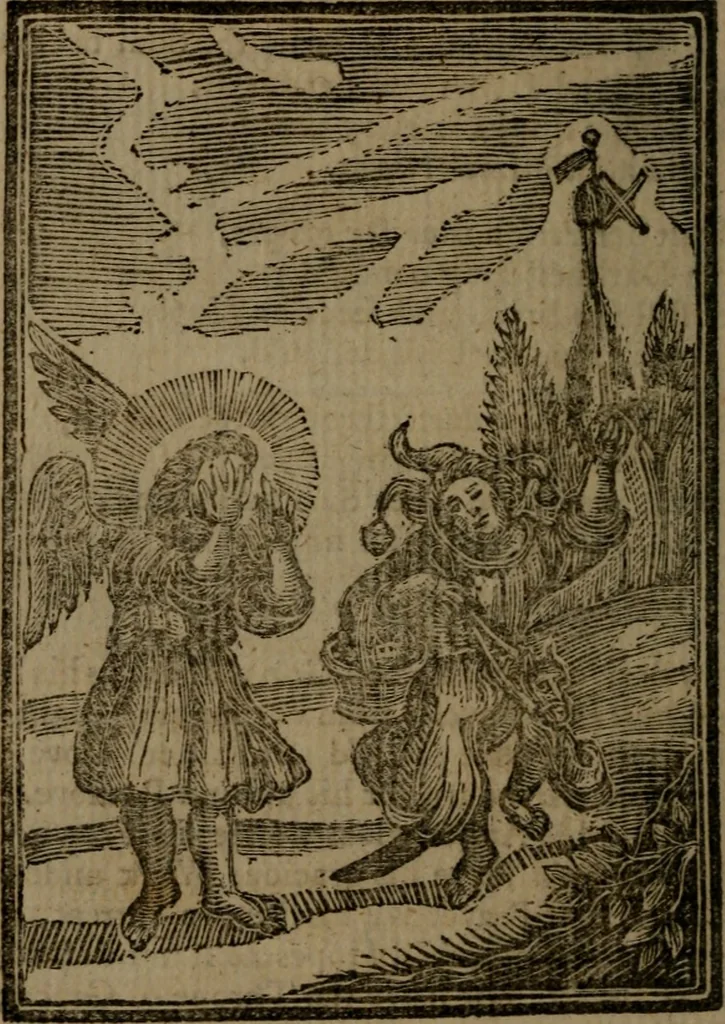 An illustration from Francis Quarles' Emblems and : Hieroglyphics of the life of man, modernized : in four books, 1773, leaf 75