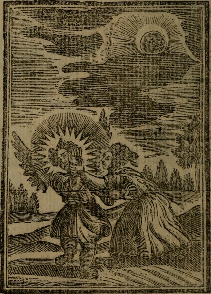 An illustration from Francis Quarles' Emblems and : Hieroglyphics of the life of man, modernized : in four books, 1773, leaf 85