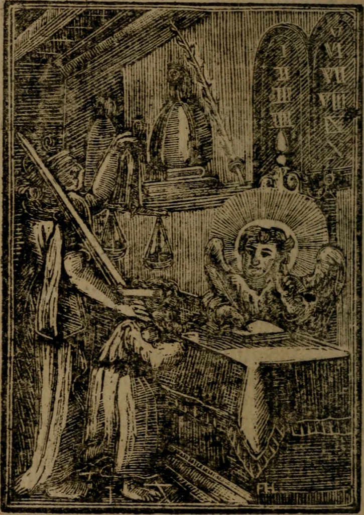 An illustration from Francis Quarles' Emblems and : Hieroglyphics of the life of man, modernized : in four books, 1773, leaf 89