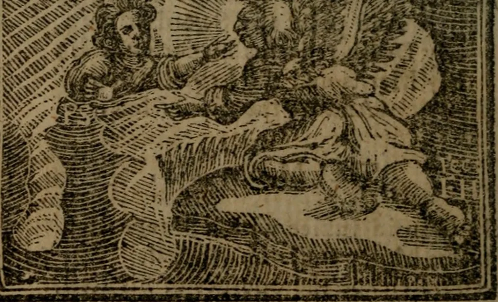 An illustration from Francis Quarles' Emblems and : Hieroglyphics of the life of man, modernized : in four books, 1773, leaf 91