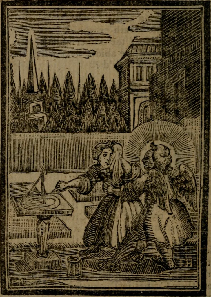 An illustration from Francis Quarles' Emblems and : Hieroglyphics of the life of man, modernized : in four books, 1773, leaf 95