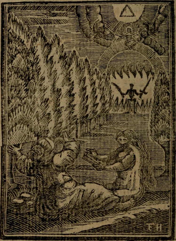 An illustration from Francis Quarles' Emblems and : Hieroglyphics of the life of man, modernized : in four books, 1773, leaf 97